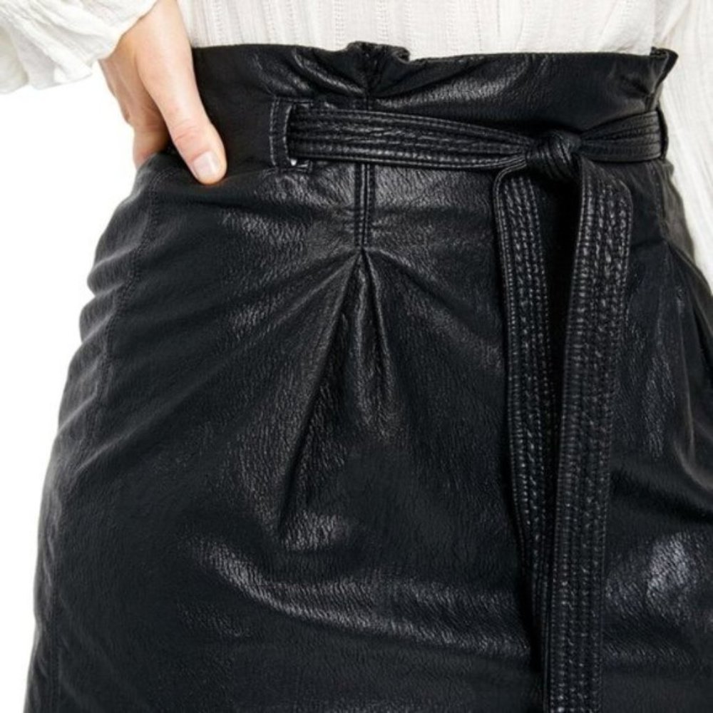 Free People Vegan Leather Payton Paperbag Mini Skirt 8 NWT - Picture 3 of 7